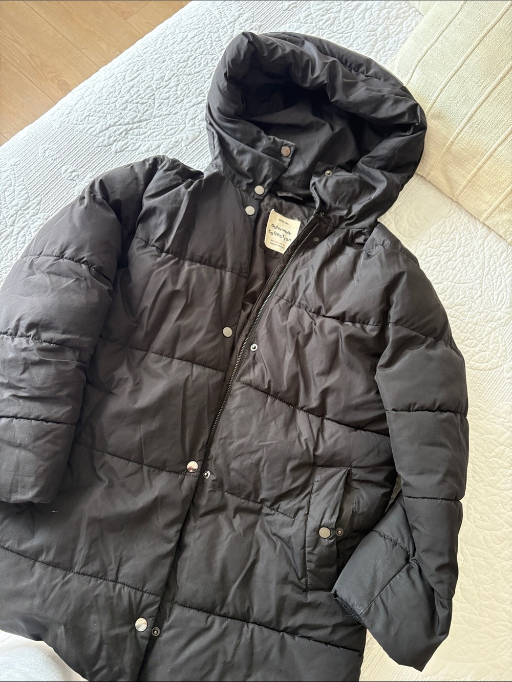 Zara Kids Black Quilted Puffer Jacket with Hood